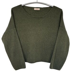 Nais Women’s Olive Green Cashmere-Wool Blend Scoop Neck Sweater Size XL